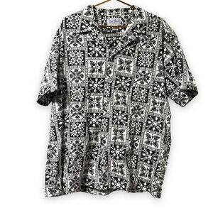 Vintage Rai Nani Black White Button Down Hawaiian Shirt Men’s Size 2XL Vacation